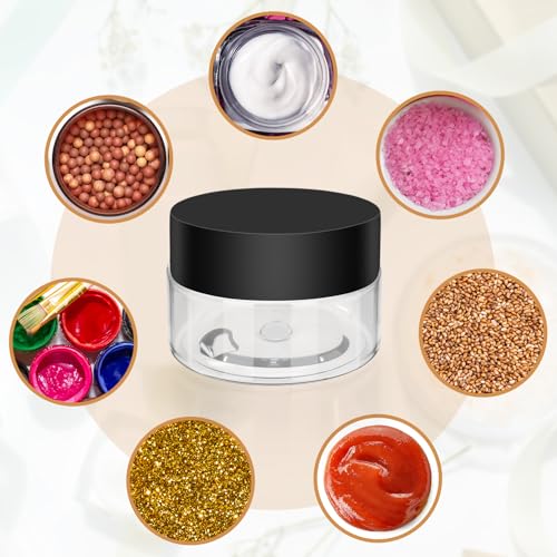 Meanplan 100 Pcs 0.7oz/20ml Plastic Containers with Lids, Clear Round Leak Proof Cosmetic Jars with Lid Wide Mouth Refillable Small Storage Containers for Lotion Cream Ointment Makeup Travel Storage
