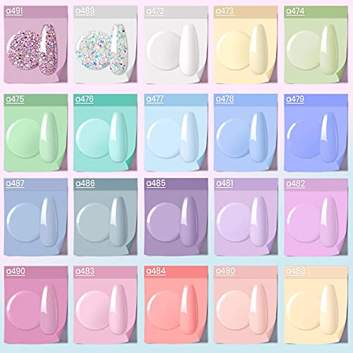 Beetles 20Pcs Gel Nail Polish Kit Pastel Paradise Girly Colors with Nail Tips and Glue Gel Nail Kit Easy DIY Nail Art Fast Nail Extension Set Acrylic Nail Kit