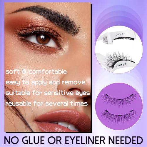 Magnetic Eyelashes With Applicator, Natural-looking, No Adhesive, No Eyeliner, Soft Comfortable Magnetic Lashes, Easy to Wear, Reusable (1Pair Eyelashes)