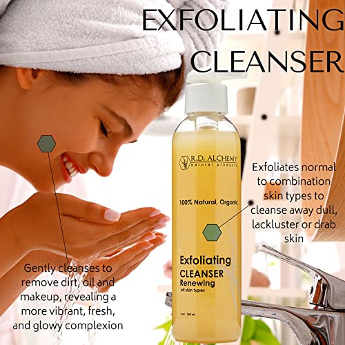 RD Alchemy - 100% Natural & Organic Exfoliating Cleanser - Natural Face Wash for All skin Types. Sulfate Free, with AHAs Gently Cleanse Dirt, Oil and Makeup as it Exfoliates Dead Skin Making You GLOW!