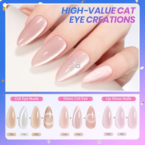 Beetles Jelly Gel Nail Polish Set - Christmas Gift Box Nude Sands Collection 75 PCS Jelly Nail Polish Kit Nude Pink Milky White Glitter Silver Cat Eye Base Glossy Matte Top Coat Winter Gift for Women