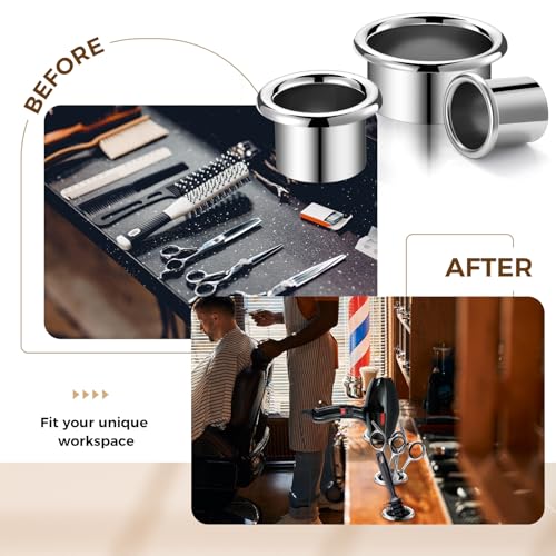3 Pcs Hair Dryer Holder Insert Curling Iron Holder Stainless Steel Salon Station Appliance Hair Styling Tool Tube Comb Organizer for Hairdresser Bathroom(Sliver,3"+2"+1.5")