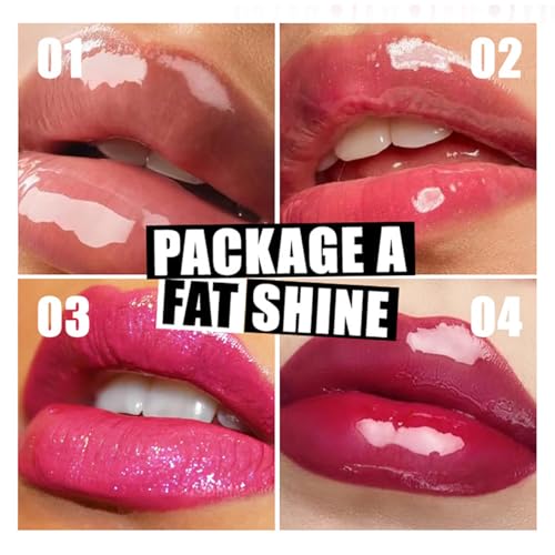 Hydrating Lip Oil, Big Brush Head Lip Glaze Shiny Transparent Lip Glow Oil, Nourishing & Non-sticky Long Lasting Fresh Clear Smooth Lip Care Plumping Lip Oil (Set A)