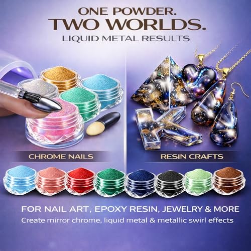 Premium Chrome & Metallic Pigment ? 70 Colors Mirror Chrome & Holographic Mica Powder for Resin Art, Epoxy, Tumblers, Coasters, Jewelry, Nail Art, Slime, DIY & Crafts