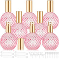8 Pack 100ml Glass Perfume Bottles Retro Empty Perfume Bottle Refillable Decorative Fine Mist Spray Bottles for Women Atomizer Sprayer with Refill Tool for Travel (Pink)