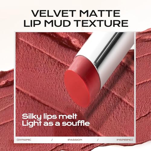 Mistine Lipstick Thai Latte Sheer Creamy Rouge Velevt Matte Finish Lipstick for Women Non-sticky C01 Rainy Iced Coffee 3.5g, 1 Count