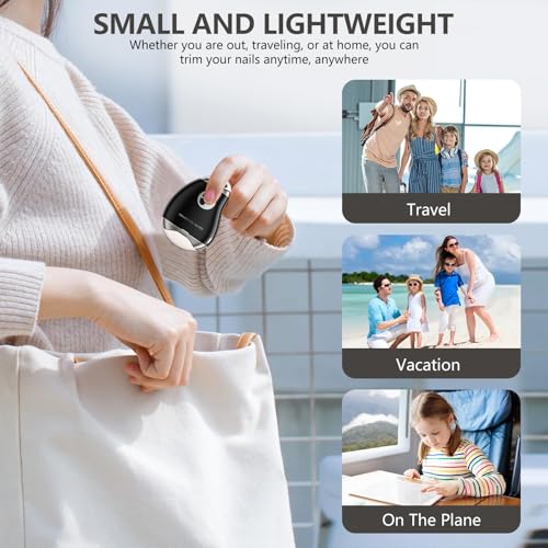 Electric Nail Clippers for Seniors and Women, LED Light Electric Nail Trimmer Adult with 3 Speeds, Safe Automatic Fingernail Grinder with Storage, Baby Nail Care, Do Not Trim Your Toenails (Black)