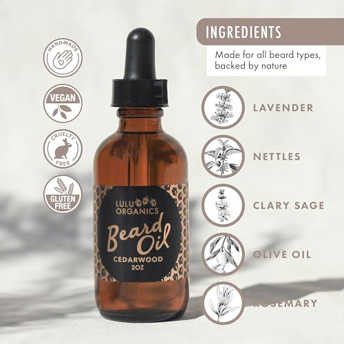 Argan Oil for Beard ? Natural Moisturizer for Men, Supports Facial Hair Growth, Beard Oil for Men with Cade Berry Cedar Wood Scent, Softens Hair for a Healthy Groomed Look, 2oz Bottle