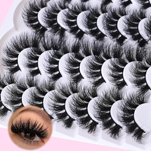 14 Pairs Thick Long Lashes False Eye Lashes Mega Look 5D Volume Dramatic 24mm Waterproof 100D Eyelash Clusters Soft Fake Eyelashes Pack by Yaiseiko