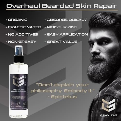 Gravitas Overhaul: Beard Druff Repair for Men, 250mL, Soothe Flaky Skin Under Beard, Unscented Flaky Beard Oil, Non-Greasy, Fast Absorption, Reduce Beard Flakes