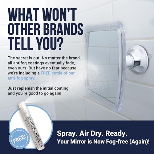 Fogless Shower Mirror for Shaving with Upgraded Suction, Anti Fog Shatterproof Surface and 360¡Æ Swivel & Fogless Shower Mirror for Shaving with Upgraded Suction, Dual Anti Fog Design Bundle