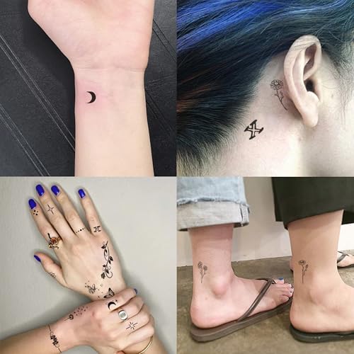 630 PCS Small Finger Temporary Tattoo Adult Realistic Tiny Fake Tattoos For Women Bulk Mini Cute Black Long Lasting Temp Tattoos Stickers For Hand
