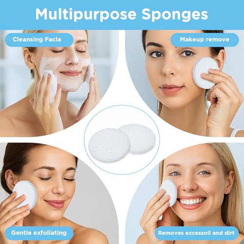 300 Count Compressed Facial Sponges Disposable Exfoliating Pads Face Cleansing Sponges Professional Cosmetic Makeup Spa Spong for Facial Cleansing, Exfoliating, Makeup Removal
