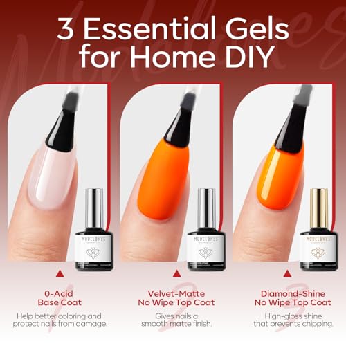 modelones Hema-free Gel Nail Polish Set 15ML 12Pcs,Black Gold White Gel Polish Kit Soak Off Gel Polish Set Manicure Nail Art Salon Home