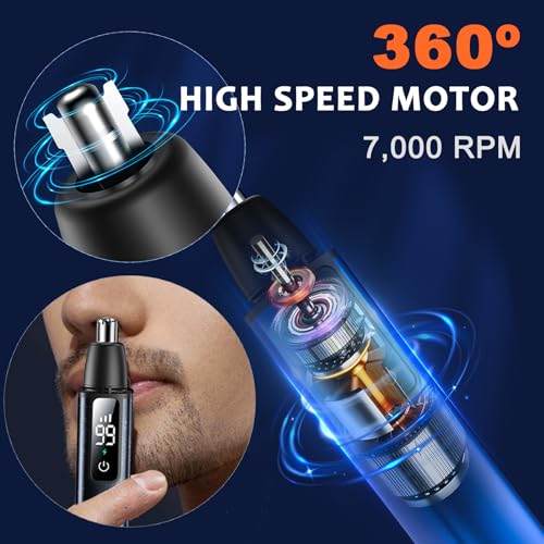 Nose Ear Hair Trimmer for Men ? Eyebrow Hair Razor 2-in-1 Rechargeable Dual-Edge Face Shaver for Face Nose Peach Fuzz for Women