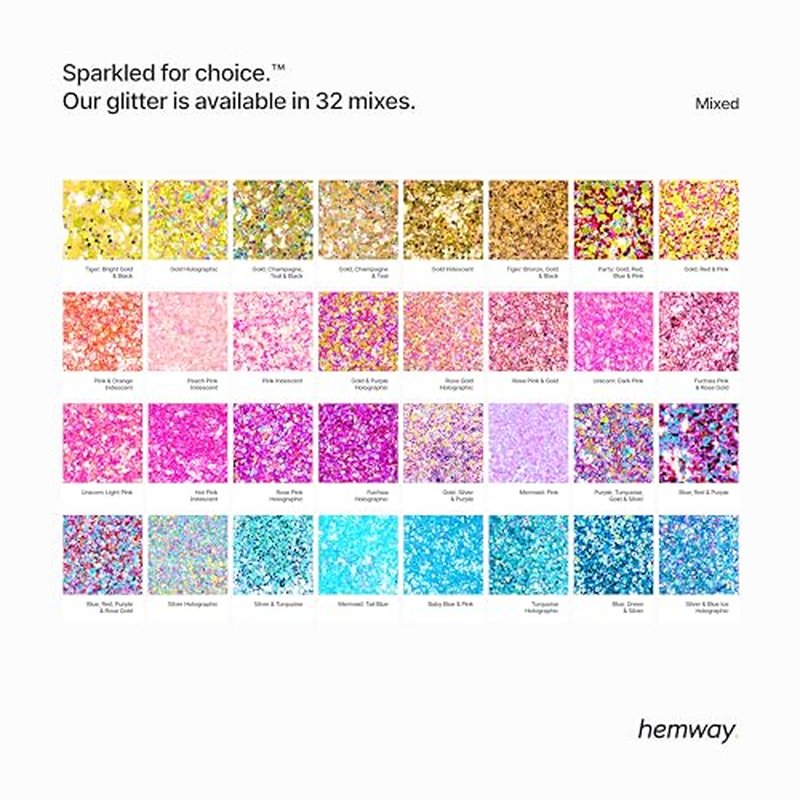 Hemway Rose Gold Holographic Mix Glitter Chunky Multi Purpose Dust Powder Arts & Crafts Wine Glass Decoration Weddings Flowers Cosmetic Face Eye Body Nails Skin Hair Festival 100g