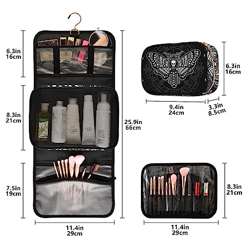 MNSRUU Toiletry Bag Moth Butterfly Black Hanging Makeup Bag for Toiletries 3 PCS Travel Toiletry Organizer Bags Portable Clear Toiletry Kit