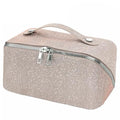 2026 New Makeup Bag, Large Capacity Cosmetic Bag with Sequin Design, Open Flat Travel Toiletry Bag with Divider & Handle-Rose Gold