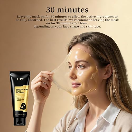 HKY Golden Collagen Night Wrapping Mask - Peel Off Facial Mask with PDRN (Sodium DNA), Pro-Xylane & Niacinamide - Pore Tightening & Firming Glass Skin Care - Hydrating 7x Hyaluronic Acid