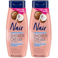 Nair Sensitive Shower Cream Hair Remover with Natural Coconut Oil and Vitamin E, Body Hair Removal Cream, 12 oz (Pack of 2)