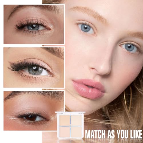 4 Colors Light Beige Nude Pink Ivory White Eye Shadow Powder Palette Makeup, Neutral Matte Shimmer Quad Eyeshadow Palette for Women Highly Pigmented Waterproof, paleta de sombras de ojos, Vegan