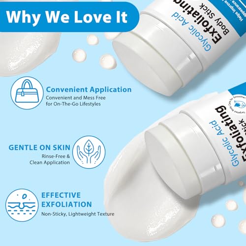 Exfoliating Body Stick with AHA 7% + BHA 0.5% ? Smooth & Soft Skin Formula ? Solid Non-Messy Texture ? With Shea Butter for Nourishing Care ? For Arms, Legs, Inner Thighs, Underarms & Rough Areas