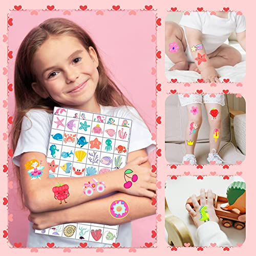 Partywind 960 PCS Individually Wrapped Tattoos for Kids Bulk, Cute Temporary Tattoo Stickers for Birthday Party Supplies Favors, Fake Tattoos for Kids Christmas Games (20 Sheets)