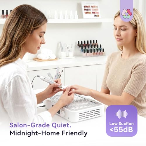 SAVILAND Pro Nail Dust Collector 2026: 1800Pa Dual Turbo Brushless Motor Dust Collector Nail Tech 5 Adjustable Speeds Powerful Collector Vacuum For Acrylic Nail Removal Quiet Salon Nail Desk Must Have