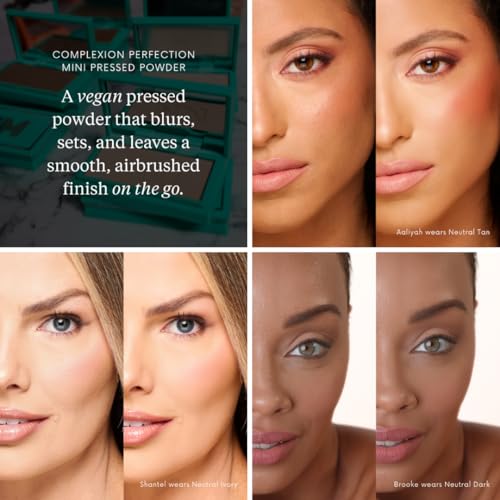 Travel Size Mini Pressed Powder - Haute Minute Makeup Complexion Perfection Mini Powder - Perfect For Travel or Your Purse! (Neutral Fair)