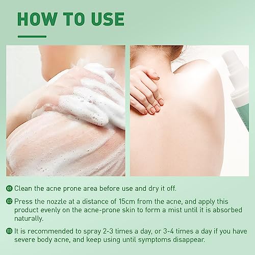 Back Acne Treatment With Herbal Formula, 2% Salicylic Acid & Tea Tree Oil - Body Spray Solution for Acne, 120ml (2PCS)