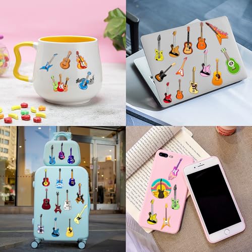 96 PCS Love Guitar Music Pre-Cut Temporary Tattoos for Kids Theme Birthday Party Decorations Supplies Favors Decor, Cute Rock Guitars Musical Instrument Stickers Tattoo Gifts for Boys Girls Prizes