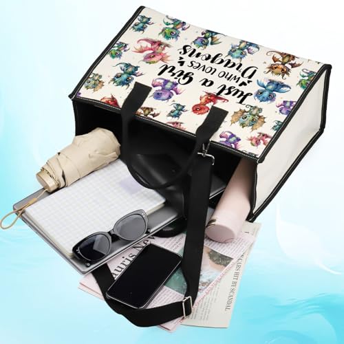 LEVLO Funny Dragon Cosmetic Make up Bag Animal Lover Gifts Just A Girl Who Loves Dragons Makeup Zipper Pouch Bag Dragons Lover Gift (Loves Dragons Bag) (Dragons New LT)