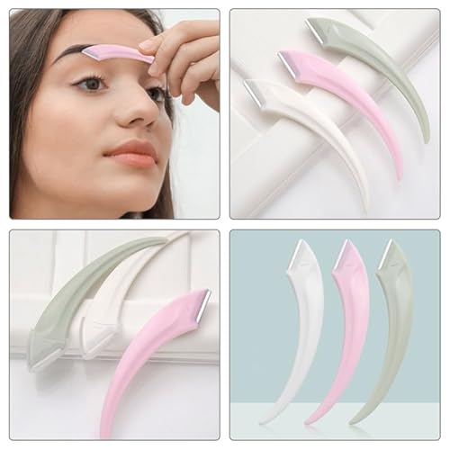 Eyebrow Trimmer 6-Pack Stainless Steel Meniscus Razors Anti-Scratch Compact Eyebrow Hair Remover for Women and Men Portable Facial Razor for Precise Grooming