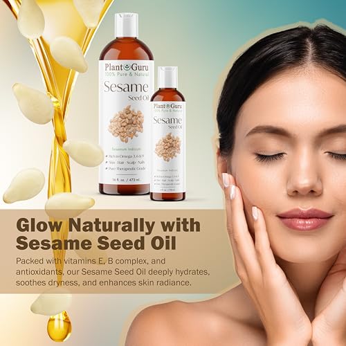 Sesame Seed Oil 4 fl. oz. ? Cold Pressed, 100% Pure & Natural Carrier for Skin, Face, Body, Hair, and Cooking. Great for DIY Creams, Lotions, and Lip Balms.
