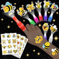72 PCS Bee Party Favors ? 48 PCS Luminous Tattoos & 24 PCS LED Finger Lights Combo ? Birthday Goodie Bag Fillers, Party Supplies, Gifts Light Up Toys Glow In The Dark for Boys and Girls