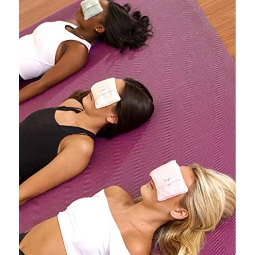 Sacksy Thyme Organic Linen Eye Pillow - Lavender & Flaxseed for Relaxation, Yoga, Stress Relief - Microwavable Heating Pad & Cool Compress - Made in USA - Gifts for Meditation