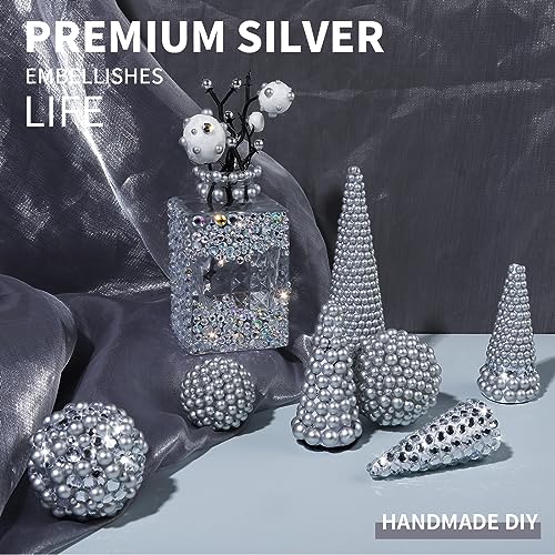 Teenitor 2582Pcs Silver Hair Jewels and Hair Gems Silver Face Gems Face Jewels Self Adhesive Hair Gems for Face, Hair, Makeup, Body 3/4/5/6/8MM