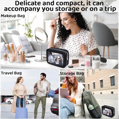 8 Packs TSA Approved Toiletry Bags Clear Toiletry Bags for Travel PVC Makeup Pouch Waterproof Quart Size Clear Cosmetic Bag with Zipper for Airport Airline Compliant Bag Women Men Travel Bathroom