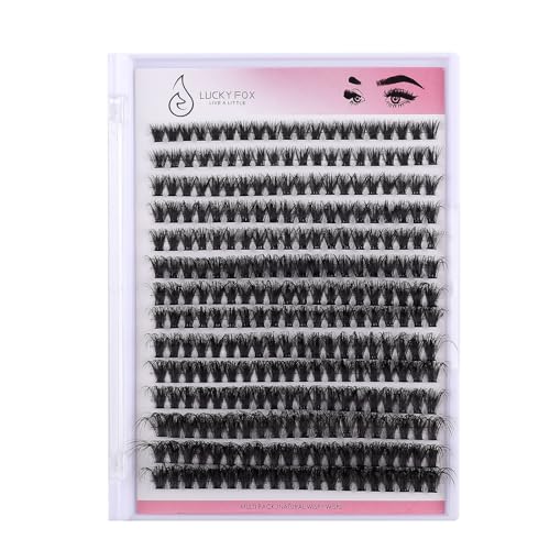DIY EyeLashes Extensions Kit 280pcs Individual Lashes Clusters 30D 40D 50D 8-16mm Natural Fluffy Cat Eye Faux Mink Curl False Eyelash with Bond Seal Tweezers Lash Glue Remover (30D + Kit)