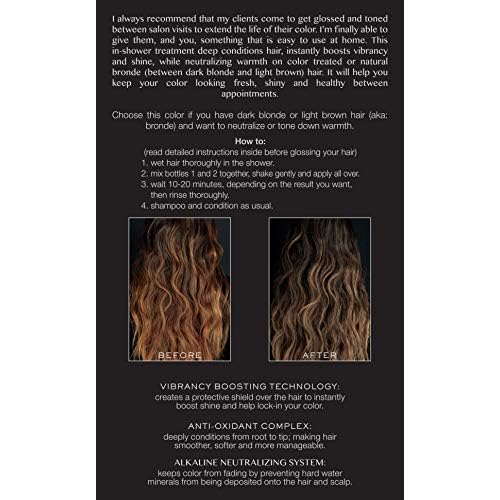 Kristin Ess Hair Gloss in Smokey Topaz Medium Neutral Blonde - 4 Wk Semi Permanent Hair Dye Glaze - Color Depositing Conditioner & Toner for Vibrant Shine & Gloss - Vegan, Silicone & Ammonia Free