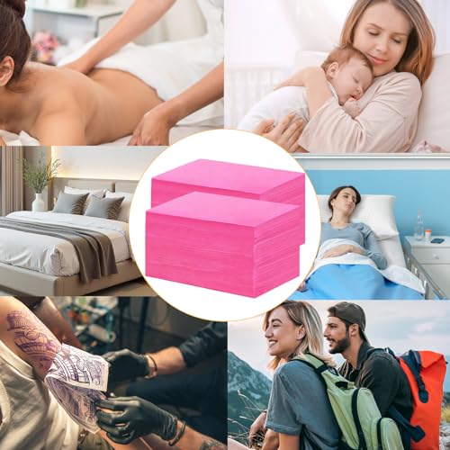 Disposable Bed Sheets 100 Pcs 31" x 71" Massage Table Sheets Non Woven Fabric Pink Bed Sheets Breathable for Meassage Bed Cover for Spa Lash Travel Beauty Salon