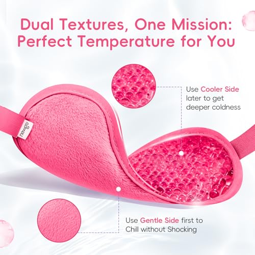 NEWGO Cooling Eye Mask for Puffy Eyes, Cold Eye Mask Eye Ice Pack for After Eyes Surgery, Tension Stress Relief, Itchy Eyes, Headaches, Dark Circles - Rosered
