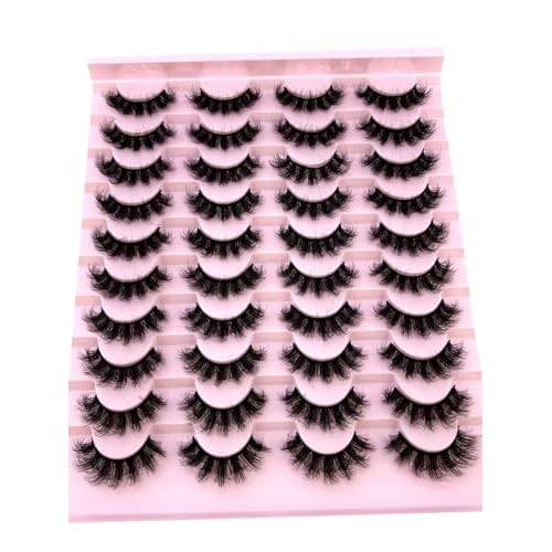 DIY Eyelash 3D Artificial Mink False Eyelashes 20 Pairs - Wholesale Fluffy Long Thick Lashes, Natural Look Imitation Mink, Reusable Makeup Eyelashes (ja-08)