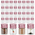 Tessco for you 100 Pcs 5 ml Mini Glass Bottles with Aluminum Cap Tiny Jars Mini Glass Jars Small Clear Vials with Screw Caps Tiny Containers for DIY Craft Storage (Rose Gold)