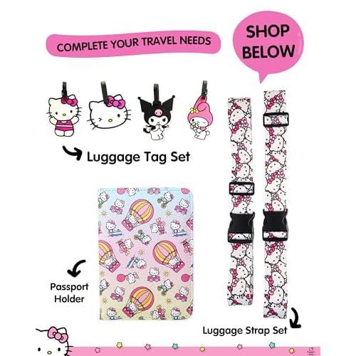 Hello Kitty Travel Makeup Bag Official License, Travel Cosmetic Bag, Sanrio Travel Pink Makeup Bag, VB701419L.NJ