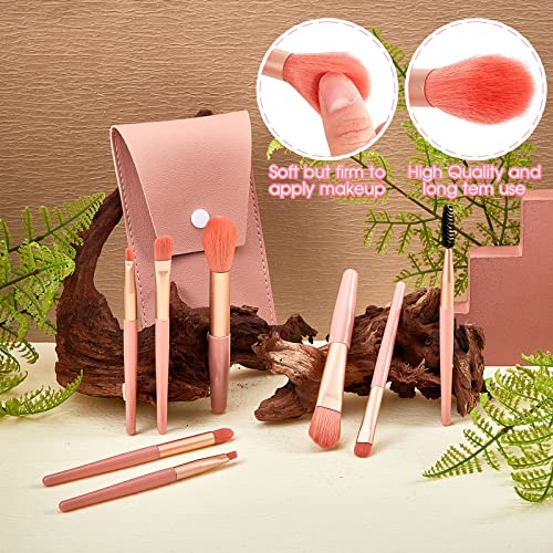 Gerrii 6 Sets Travel Makeup Brush Set Brushes Bag Bridesmaid Gift Synthetic Fiber Face Make up Brushes Angled Blush Brush for Wedding Bridal Shower Favors Bachelorette Party Gift (Coral Orange)