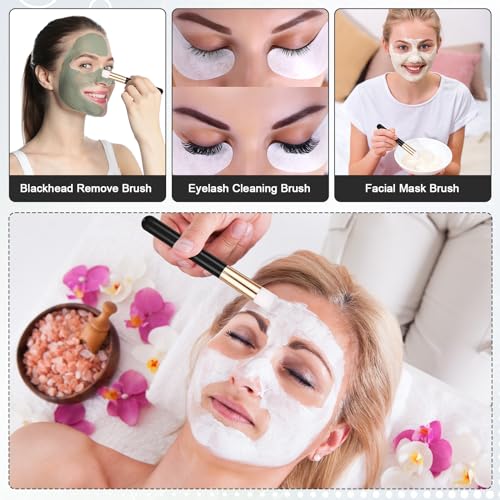 Yaomiao 130 Pcs Lash Shampoo Bottle Brushes Set 20 Foam Pump Dispenser 20 Cleaning Brush 20 Eyelash Extension Spoolies Tube 20 Instructions Cards 20 Aftercare Bags 20 Facial Sponge(Black)