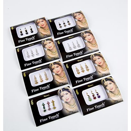 8 Bindi Pack - 24 Combo Bindi Stickers, Multicolored, Silver, Gold, Black