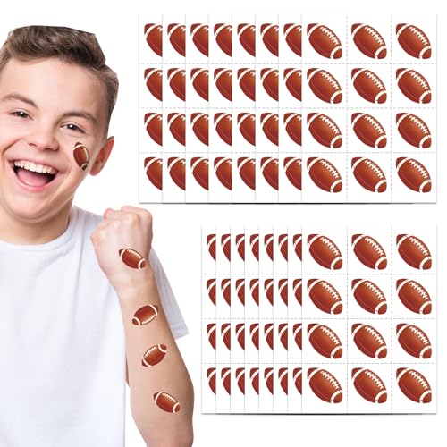 192Pcs Football Pre-Cut Tattoos Stickers, Football Face Tattoos for Game Day Birthday Celebrations School Events, 16 Sheets