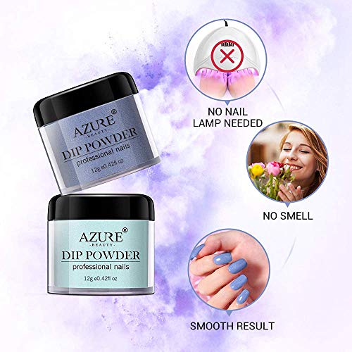AZUREBEAUTY 10 Colors Dip Powder Starter Kit Fluorescent and Changing Dipping Powder System Essential Kit with 5pcs Dip Powder Gel Liquid Set, including Bond,Activator,Base,Top,Brush Saver 0.5oz